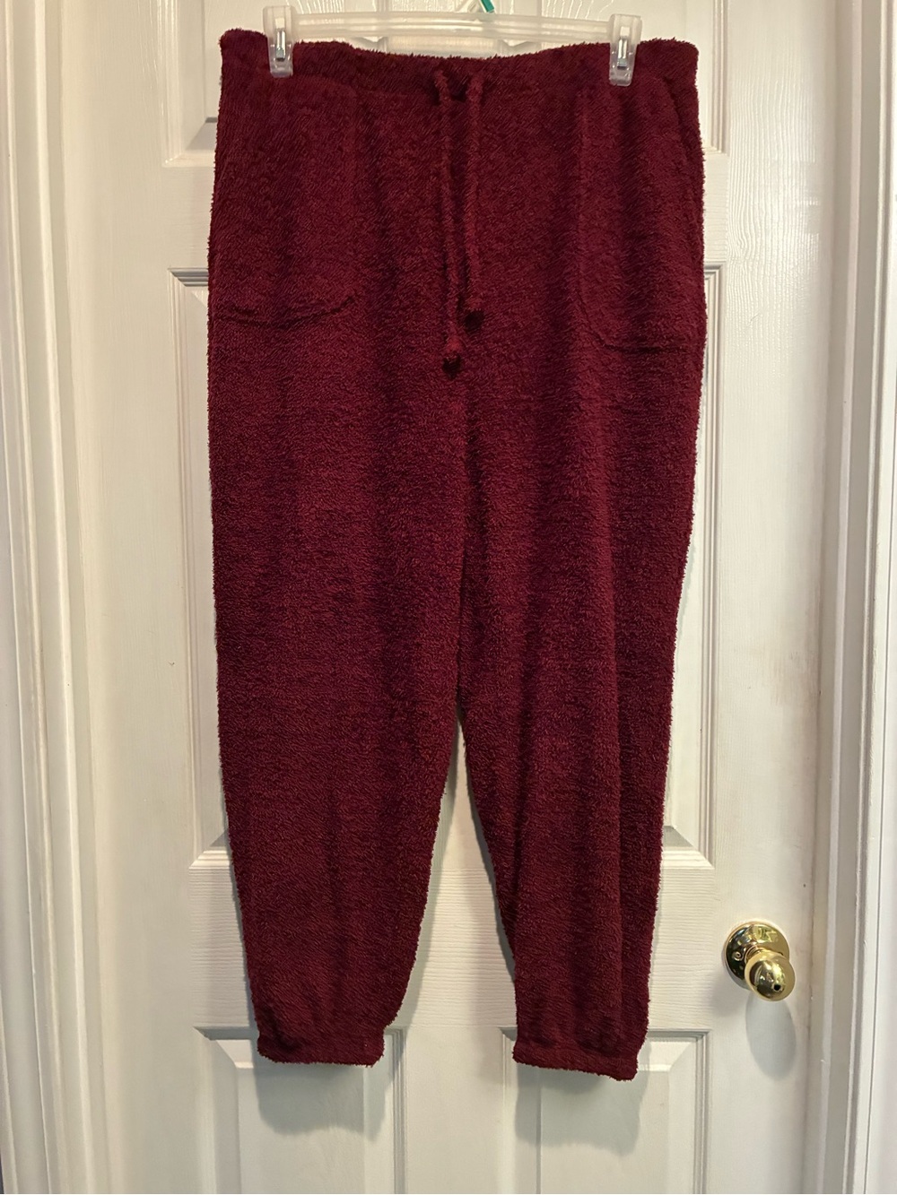 SO Cozy Burgundy Plush Jogger Sweatpants